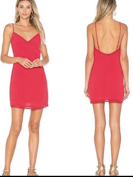 Lovers + Friends Dresses & Skirts - Size Small Lovers + Friends Red Lace-Trim Slip Red Dress